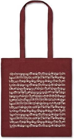 Tragtasche Stoff Notenblatt bordeaux lang, 38x40 cm + Henkel lang, T0983L, 2-seitig bedruckt