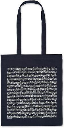 Tragtasche Stoff Notenblatt navy lang (T0987L), 38x40 cm + Henkel lang, 2-seitig bedruckt