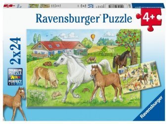 Ravensburger Kinderpuzzle - 07833 Auf dem Pferdehof - Puzzle für Kinder ab 4 Jahren, mit 2x24 Teilen