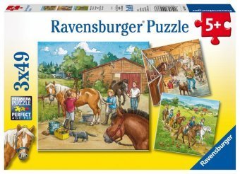 Ravensburger Kinderpuzzle - 09237 Mein Reiterhof - Puzzle für Kinder ab 5 Jahren, mit 3x49 Teilen