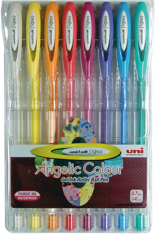 UNI-BALL Roller Signo 0,7, AngelicColour Gel-Ink Roller Ball Pen, 8teilig