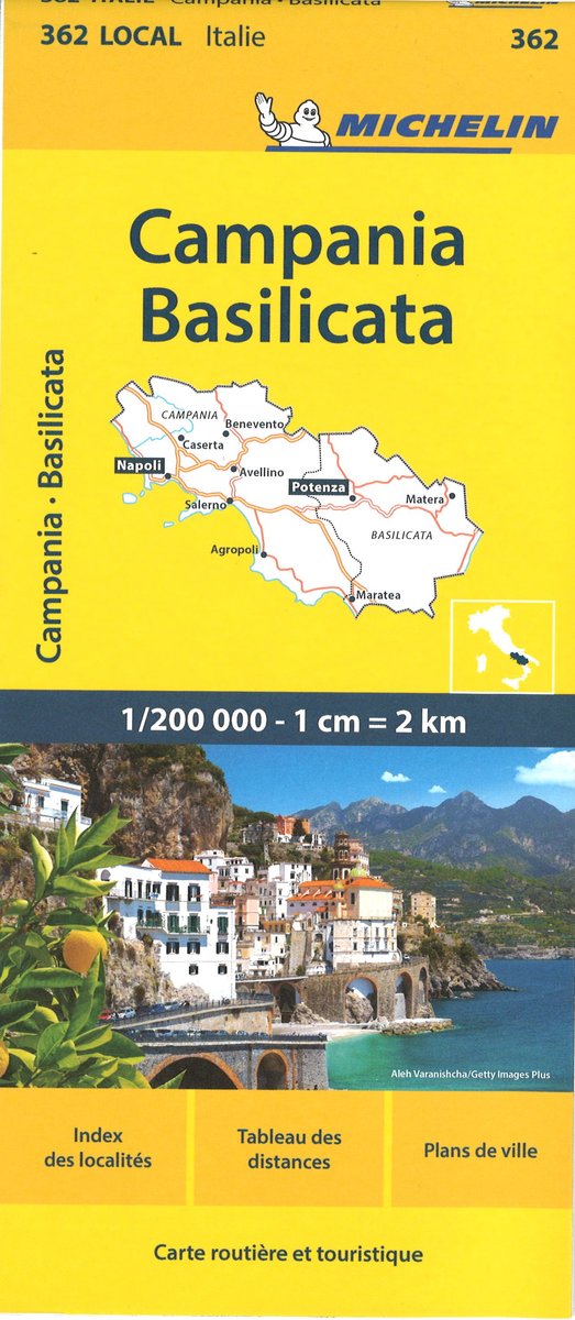 Campania / Basilicata. 1:200'000 - Index des localités, Tableau des distances, Plans de ville, 11.1 Auflage 2023