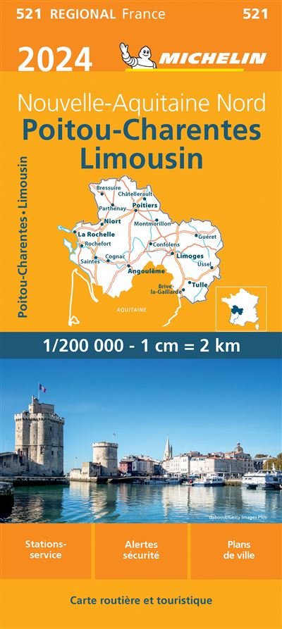 Poitou-Charentes Limousin 2024, 1:200'000; Michelin 521