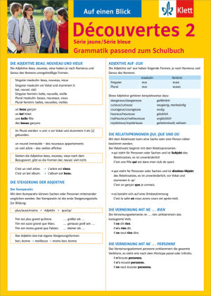 Découvertes 2. Série jaune und Série bleue - Auf einen Blick: Grammatik passend zum Schulbuch