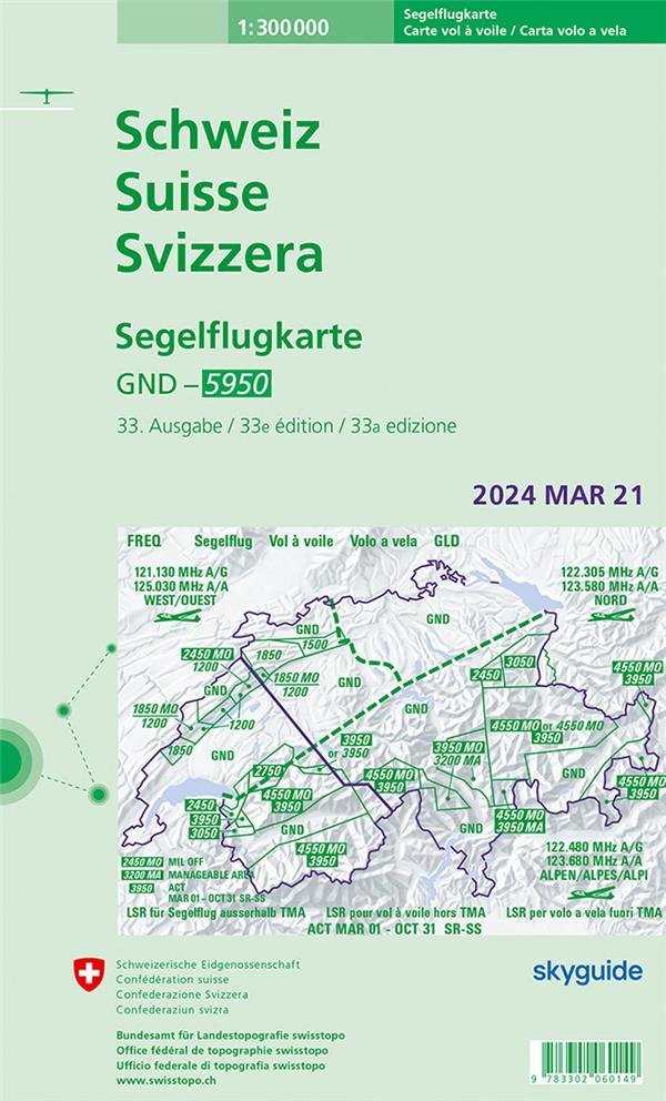 Schweiz / Suisse / Svizzera Segelflugkarte mit Beilage TMA Genf / Genève / Ginevra. 1:300'000