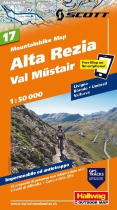 Hallwag Mountainbike-Karte 17 Alta Rezia 1:50.000