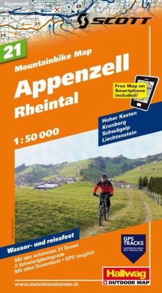 Hallwag Mountainbike-Karte 21 Appenzell 1:50.000